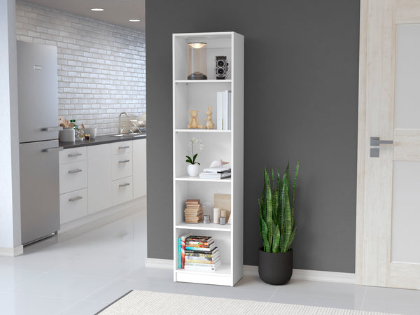 Bookcase XS Benzoni, Slim Design and Spacious Display, White Finish