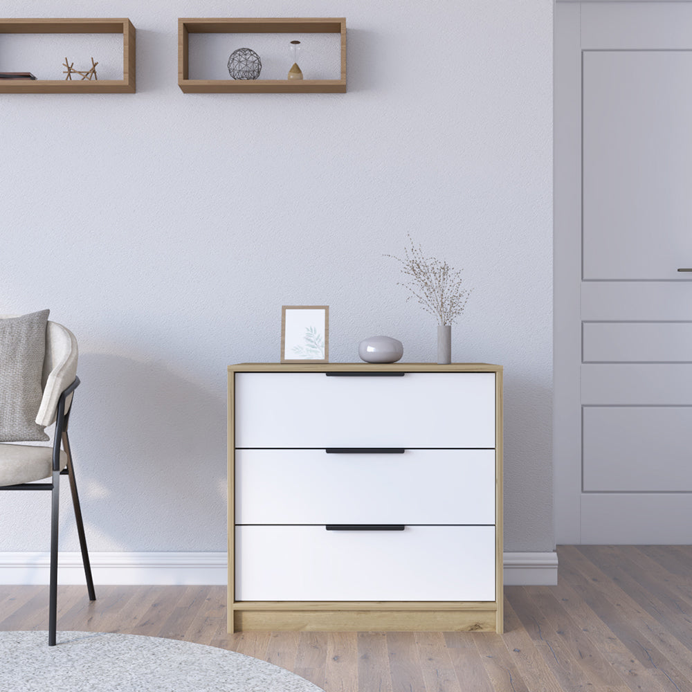 3 Drawers Dresser Maryland, Superior Top, White / Pine Finish 3 Drawers Dresser Maryland, Superior Top, White / Pine Finish