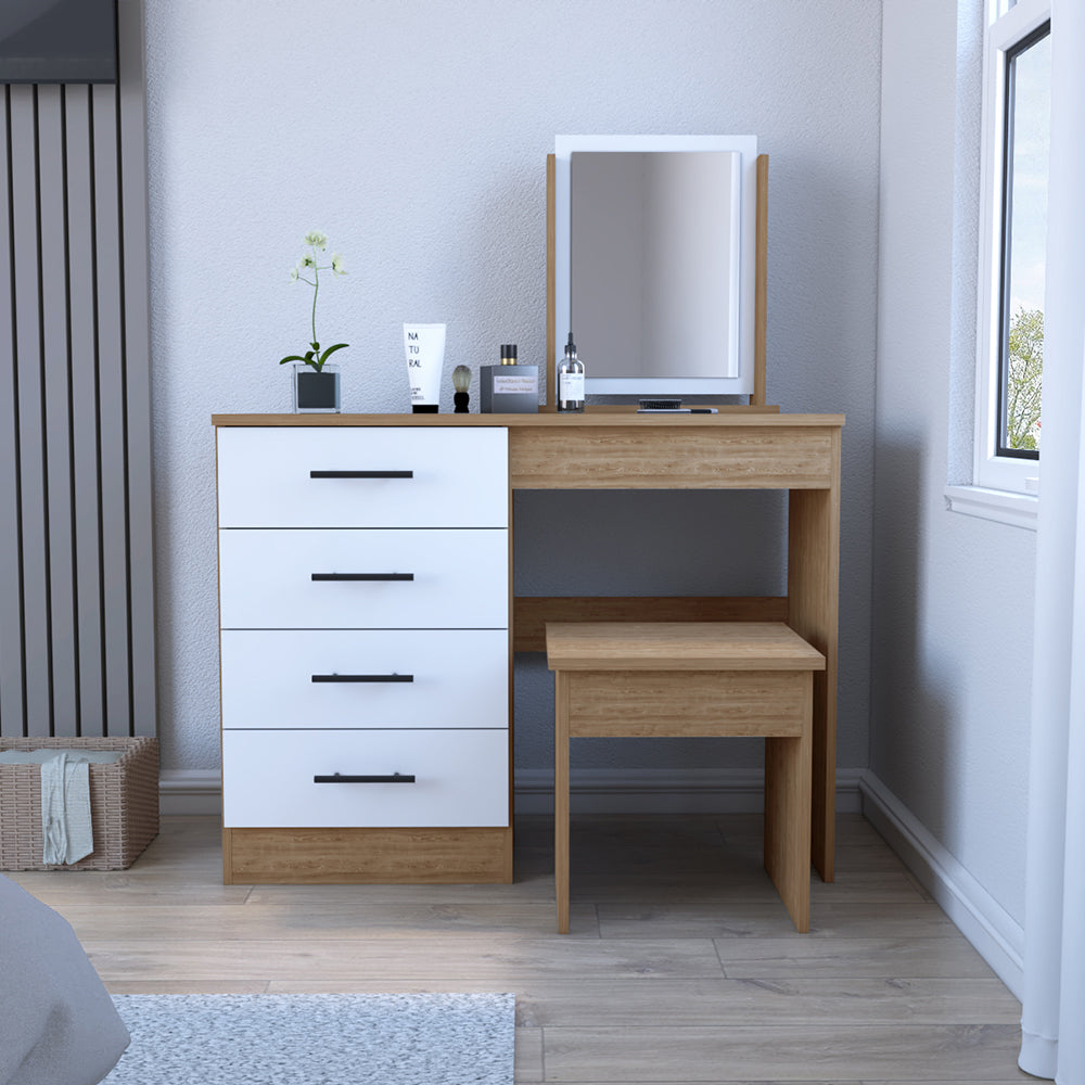 white christmas dresses Makeup Dressing Table Roxx, Four Drawers, One Mirror, Stool, Pine / Wh –  Treevol Furniture
