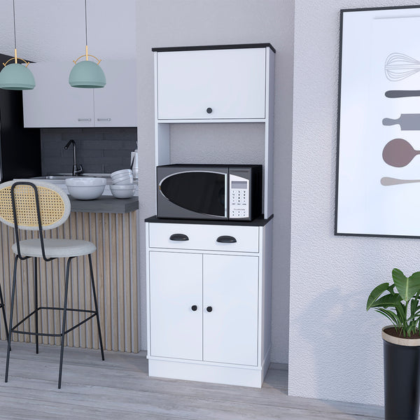 Pantry Cabinet Microwave Stand Warden, Kitchen, White/Black