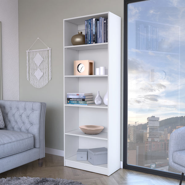 Bookcase 4-Shelves Benzoni, Ample Storage and Modern Design, White Finish