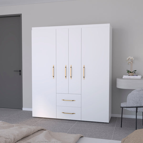 Armoire Elma, Two Drawers, Three Cabinets, White Finish