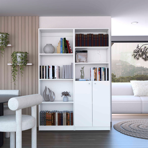 Veta 2 Piece Living Room Set with 2 Bookcases, White Finish