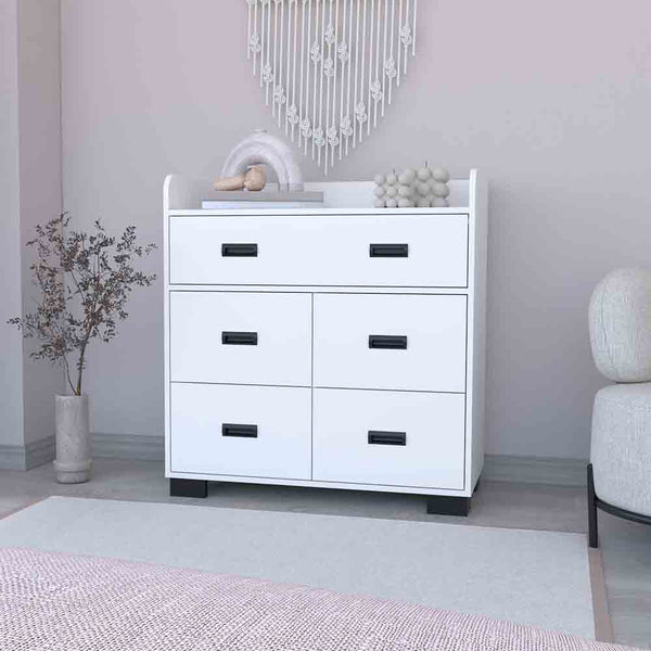 Dresser Wuuman, Four Drawers, Single Double Drawer, White Finish