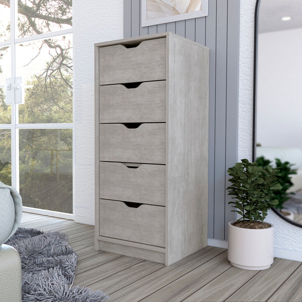 Kamran Dresser,Kamran, Five Drawer Narrows, Concrete Gray Finish