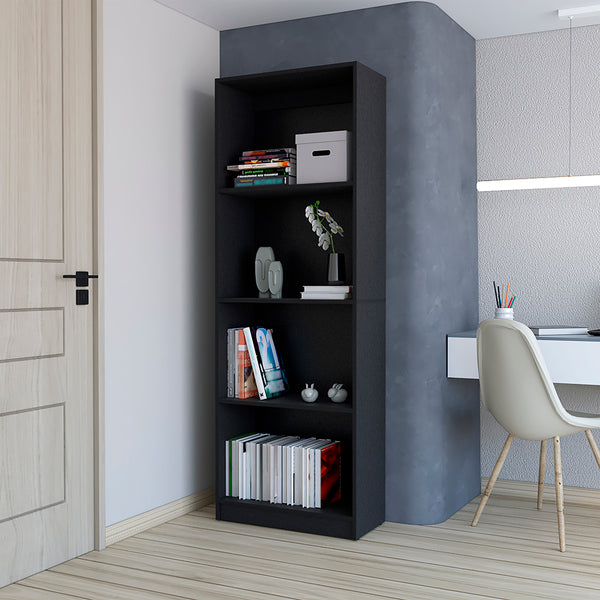 Bookcase Benzoni, Multi-Tier Storage Shelves, Black Wengue Finish