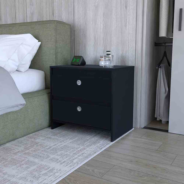 Nightstand Dreams, Two Drawers, Black Wengue Finish