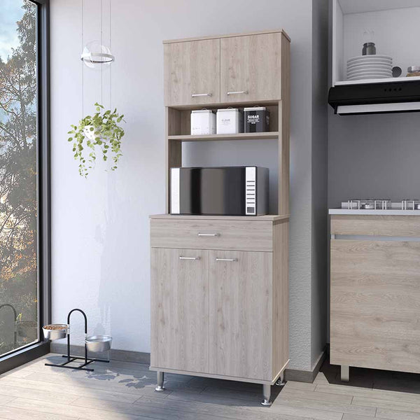 Pantry Piacenza, Two Double Door Cabinet, Light Gray Finish