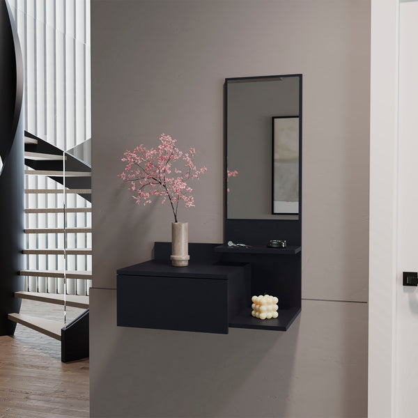 Floating Hallway Cabinet Lowell, Living Room, Black