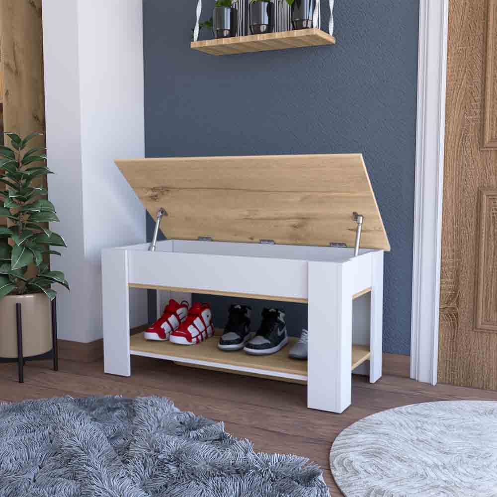 Storage Table Polgon, Extendable Table Shelf, Lower Shelf, Light Oak ...