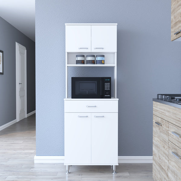 Pantry Piacenza,Two Double Door Cabinet, White Finish