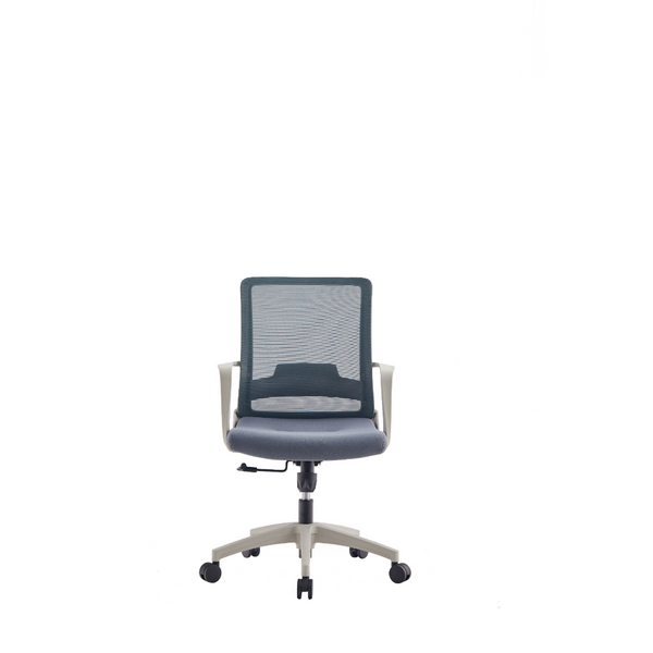 Office Chair Ovni, Fixed Armrest, Class Three Gaslift, Mesh, Grey and White Finish