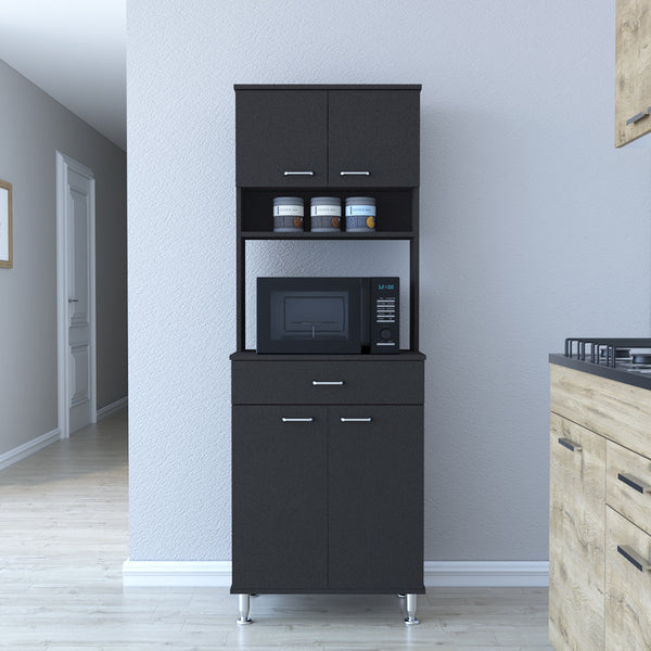 Pantry Piacenza,Two Double Door Cabinet, Black Wengue Finish